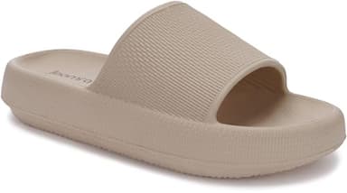 Joomra Womens Shower Pillow Slippers Thick Sole Platform Non Slip House Bathroom Slides Recovery Cushioned Size Soft Indoor Bath Female Sandals Khaki 35-36 - Image 1