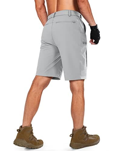 Shallowlulu Mens Cargo Hiking Shorts Water Resistant Quick Dry Lightweight Breathable Tactical Shorts with Nylon Belt(Light Grey 32W/10L) - Image 2