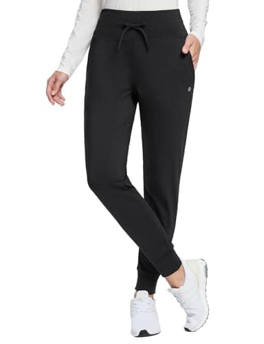baleaf Women's Petite Fleece Lined Pants Waterproof Joggers Sweatpants High Waisted Leggings Travel Hiking Running Cold Warm Black M - Image 1