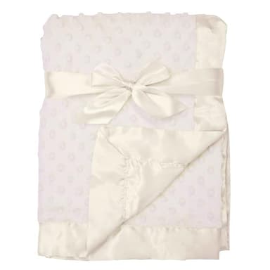 American Baby Company Heavenly Soft Chenille Receiving Blanket, 2-Layer Design with Minky Dot & Silky Satin, Cream, 30" x 40" for Boys and Girls - Image 1
