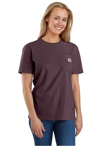 Carhartt Womens Loose Fit Heavyweight Short-Sleeve WK87 Workwear Pocket Short Sleeve T-Shirt (Regular Sizes), BlackBerry Heather, X-Large US - Image 1