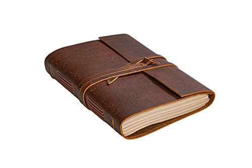 Leather Notebook - Rustic Handmade Vintage Leather Bound Journals for Men and Women - Leather Craft Unlined Paper 300 Pages, Leather Book Diary Pocket Notebook, Diary to Write in (7.5" x 10" Inch) - Image 1