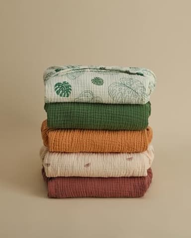 Blissful Diary Muslin Crib Sheets for Girl Boy, Boho Neutral Soft Cotton Baby Sheet for 52''x28'' Standard Crib Mattress, 2 Pack(Monstera&Dark Green) - Image 6