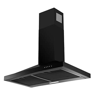 SNDOAS 24 inch Range Hood Black Range Hood, Ductless Range Hood with Energy Saving LED Light,Wall Mount Kitchen Hood,Over Stove Vent,Stainless Steel Chimney-Style Range Hood,Black Vent Hood - Image 2