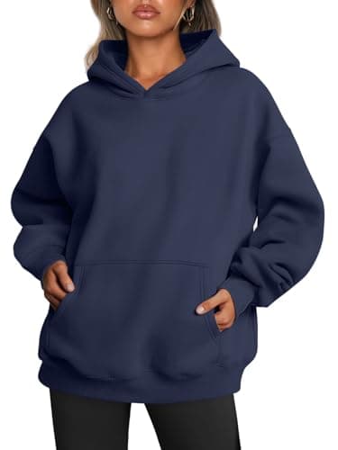Trendy Queen Womens Oversized Hoodies Fleece Sweatshirts Long Sleeve Sweaters Pullover Fall Outfits Winter Clothes Navy M - Image 1