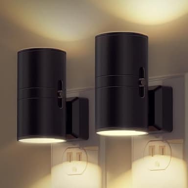 L LOHAS LED Night Light Plug in, Modern Night Lights Plug into Wall, Dusk to Dawn Sensor, Soft White 3000K, 0-100LM Adjustable Brightness, Dimmable Night Lights for Hallway Bedroom Stairway, 2 Pack - Image 1
