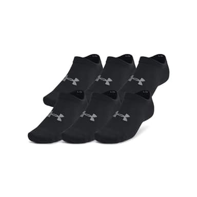 Under Armour Unisex-Adult Essential No Show Socks 6 Pack, (001) Black/Black/Castlerock, Large - Image 4