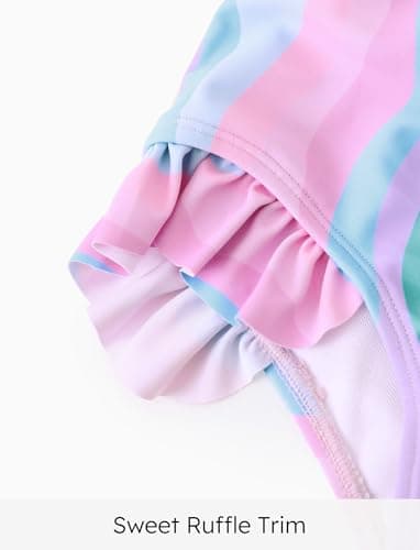 Disney Lilo & Stitch Two Piece Tankini Swimsuit Girl Bathing Suit Summer Long Sleeve Swimwear Rashguard UPF 50+ Pool Beach Swim Suit Ruffle Swimming Suits Holiday Cute Kid Multi-Color Size 6-7 Years - Image 4