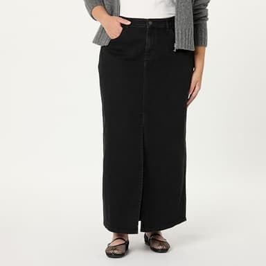 The Drop Women’s Rylie Maxi Denim Skirt with Front Slit, Black, XXL, Plus Size - Image 5
