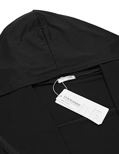 COOFANDY Men's Long Hooded Cardigan Ruffle Shawl Collar Open Front Lightweight Drape Cape Overcoat Pockets, Black, Large - Image 4