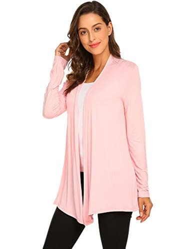 Newchoice Womens Dressy Casual Long Sleeve Open Front Cardigan Sweaters Soft Drape Summer Lightweight Cardigan (Light Pink, M) - Image 4