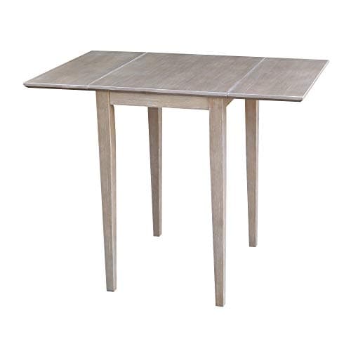 IC International Concepts, Solid Wood Small Drop Leaf Dining Table, Solid Real Wood, Sturdy Parawood,36 X 22 X 29, Minimum Assembly, Washed Gray Taupe - Image 1