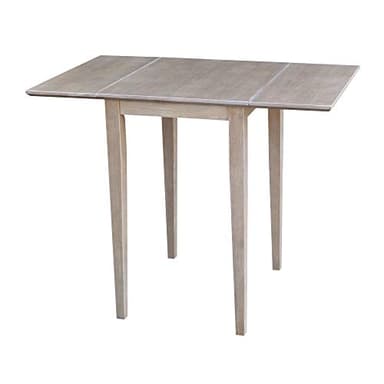 IC International Concepts, Solid Wood Small Drop Leaf Dining Table, Solid Real Wood, Sturdy Parawood,36 X 22 X 29, Minimum Assembly, Washed Gray Taupe - Image 1