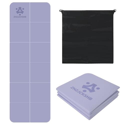 ZHZJCKSHB Foldable Yoga Mat for Travel -72''x24'' Portable 6mm/8mm Thick Fitness&Exercise Mat with Storage Bag, Non-Slip TPE Folding Workout Mat for Yoga, Pilates, Stretching, Home Fitness (Purple, 24'' x 72'' x 1/3'') - Image 1