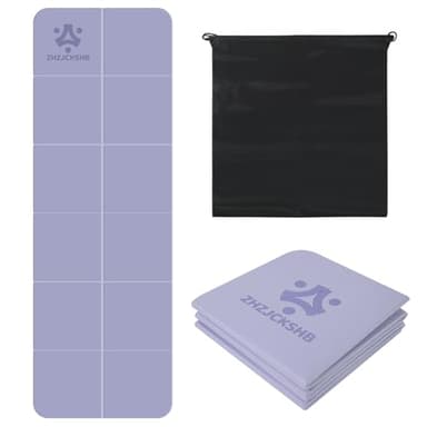ZHZJCKSHB Foldable Yoga Mat for Travel -72''x24'' Portable 6mm/8mm Thick Fitness&Exercise Mat with Storage Bag, Non-Slip TPE Folding Workout Mat for Yoga, Pilates, Stretching, Home Fitness (Purple, 24'' x 72'' x 1/3'') - Image 1
