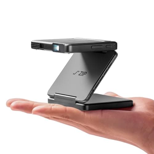 Aurzen ZIP Tri-Fold DLP Truly Mini Projector, Pocket Size, Zero-Lag Focus, One-Click Screen Mirroring, Full-Screen Mode, Type-C Fast Charging, 5,000mAh Battery, Indoor Outdoor Portable Projector, Grey - Image 1