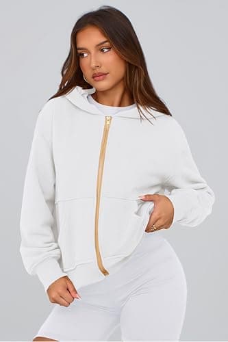 PRETTYGARDEN Hoodies for Women Sweatshirt Zip Up Hoodie Fall Fashion 2025 Trendy Long Sleeve Jackets Winter Clothing Outfits (White,Small) - Image 7