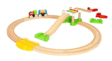 BRIO My First Railway Beginner Pack - 18-Piece FSC-Certified Wood Train Set - Compatible with All BRIO Sets - Includes Rainbow Bridge & Rattle Wagon - Safe Play - Toddlers Ages 18 Months & Older - Image 4