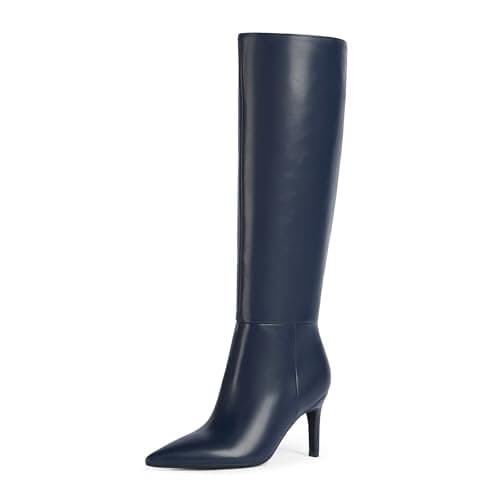 Easyfox Long Blue Boots for Women Knee High Boots Stiletto High Heel Pointed Toe Tall Boots Size 10 - Image 1