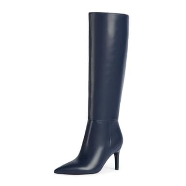 Easyfox Long Blue Boots for Women Knee High Boots Stiletto High Heel Pointed Toe Tall Boots Size 10 - Image 1