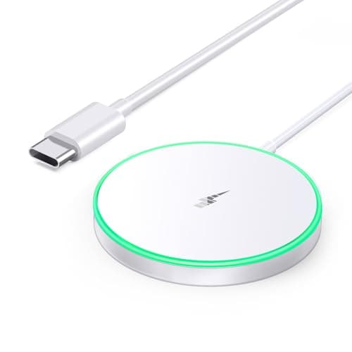 Magnetic Wireless Charger 15W Mag Safe Charger-Fast Charging Pad Compatible with iPhone17/16/15/14/13/12 Series & Airpods 2 3 Pro-LED Mag-Safe Pad with Dual Charging Ports Original Replacement（White） - Image 1