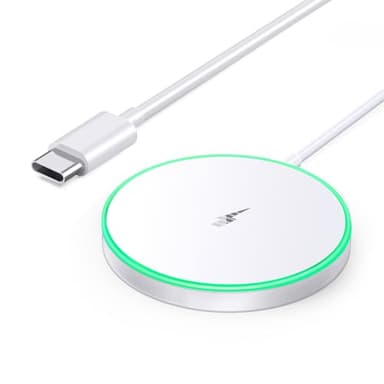 Magnetic Wireless Charger 15W Mag Safe Charger-Fast Charging Pad Compatible with iPhone17/16/15/14/13/12 Series & Airpods 2 3 Pro-LED Mag-Safe Pad with Dual Charging Ports Original Replacement（White） - Image 1