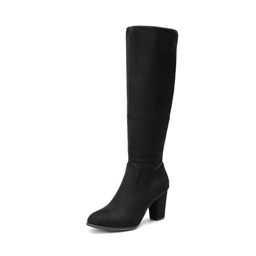DREAM PAIRS Women's Chunky Heel Knee High Boots,Size 6.5,Black,MIDLEG - Image 1