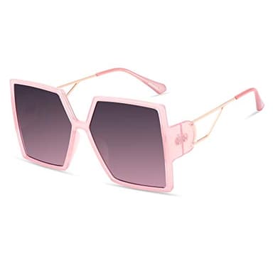 STORYCOAST Oversized Square Sunglasses for Women Fashion Large Shield Shades UV400 Protection (Pink Frame-Gray Pink Lens, 62) - Image 1