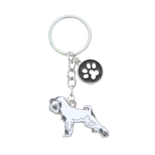 Harikaji Dog Keychain, Vivid Cute Pet Keyring Bag Charm Metal Key Ring Keyfob Schnauzer White - Image 1