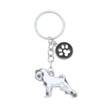 Harikaji Dog Keychain, Vivid Cute Pet Keyring Bag Charm Metal Key Ring Keyfob Schnauzer White - Image 1