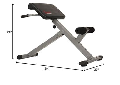 Sunny Health & Fitness 45-Degree Hyperextension Roman Chair with Adjustable Height and Back, Glute, Hamstring, and Ab Workouts Foldable Sit Up Gym Bench for Home, Gray - SF-BH6629 - Image 13