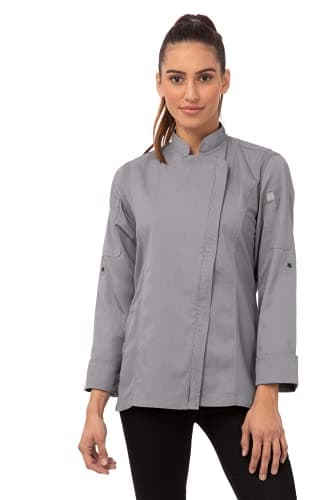 Chef Works Women's Hartford Chef Coat, Grey, Medium - Image 1