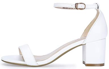 IDIFU Women's Cookie-LO Low Block Heels Chunky Sandals Ankle Strap Wedding Dress Pump Shoes(White Pu, 8.5) - Image 6