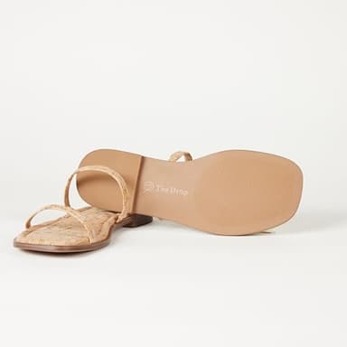 The Drop Women's Paris Square Toe Two Strap Flat Sandal, Cork, 8 - Image 4