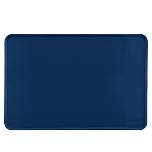 Amazon Basics Waterproof Anti-Slip Silicone Cat & Dog Food Mat, Pet Mats with Raised Edges for Food and Water Bowl to Protect Floors, 24 x 16 Inches, Blue, Solid - Image 1