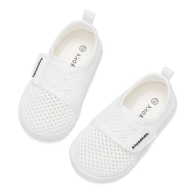 MORENDL Toddler Water Shoes Baby Breathable Mesh Non-Slip Sandals Quick Dry Lightweight Beach Barefoot Shoes Surfing Boating Sport Shoes White 12-15 Months - Image 3