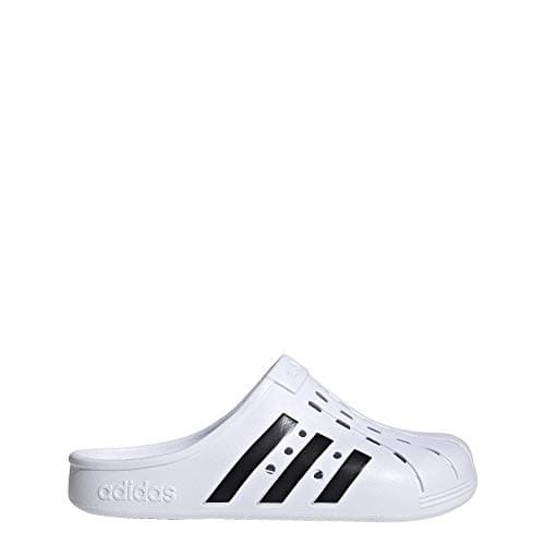 adidas unisex adult Adilette Clog Slide Sandal, White/Black/White, 7 Women Men US - Image 1