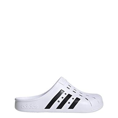 adidas unisex adult Adilette Clog Slide Sandal, White/Black/White, 7 Women Men US - Image 1