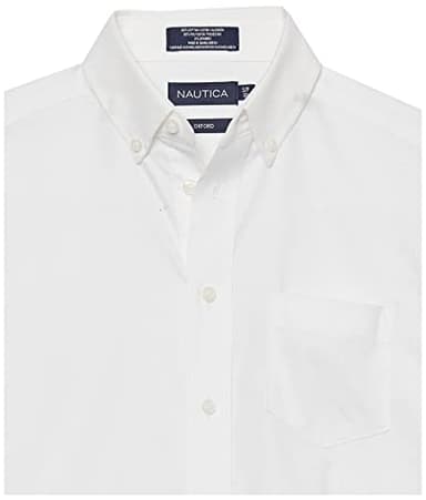 Nautica Boys' School Uniform Short Sleeve Button-Down Oxford Shirt, White, 3T - Image 3