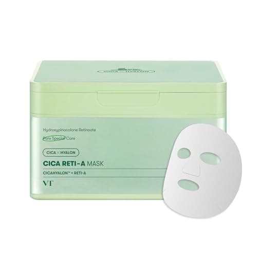 VT COSMETICS CICA Reti-A Daily Mask 30 Sheets, Retinol Complex for Pore Minimizing, Skin Softening & Hydrating Facial Mask, Ideal for Retinol Beginners, Korean Face Mask - Image 1
