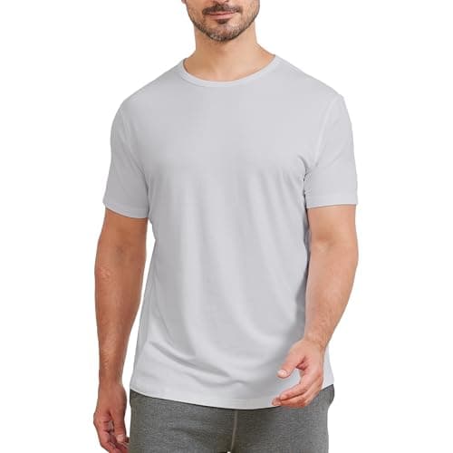 netdraw Men's Ultra Soft Bamboo Viscose T-Shirt Curve Hem Lightweight Cooling Short Sleeve Casual Basic Tee Shirt, Light Platinum, Medium - Image 1