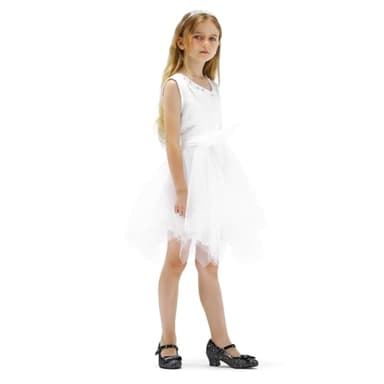 K KomForme Girl's Dress Shoes Mary Jane Glitter 1.5 in Low Heel Wedding Party Princess Shoes for Toddler/Little/Big Kids Black - Image 5
