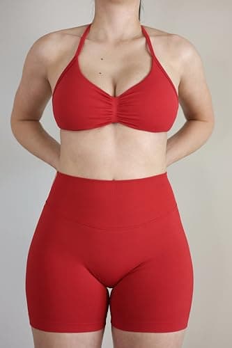 AUROLA Influence Strappy Bra Sports Bras for Women, Backless Padded Impact Strappy Bra for Workout Gym Yoga with Removable Cups,Chili Red,S - Image 3