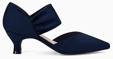 Coutgo Womens Low Kitten Heel Dress Shoes Pointed Toe Slip on Ankle Strap Cutout Elegant Party Wedding Pumps - Image 6