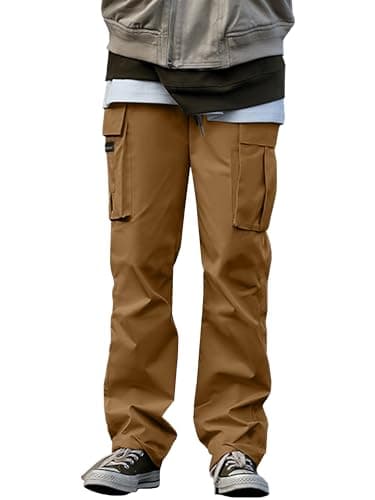 HOTake Men's Casual Cargo Joggers Sweatpants - Brown, X-Large - Image 5