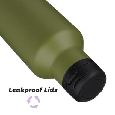 Insulated Water Bottle with Straw,17 OZ Double Wall Vacuum Stainless Steel Water Flask with 2 Lids,Forest Green - Image 4