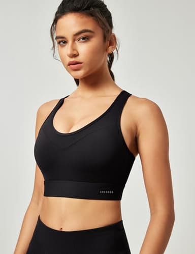 Ewedoos Sports Bras for Women High Support High Impact Sports Bras for Women Large Bust Push up Racerback Workout Running Bra Black - Image 4