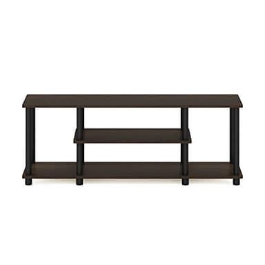 Furinno Turn-N-Tube No Tools 3D 3-Tier Entertainment TV Stand up to 50 inch TV, Round Tubes, Dark Brown / Black - Image 5