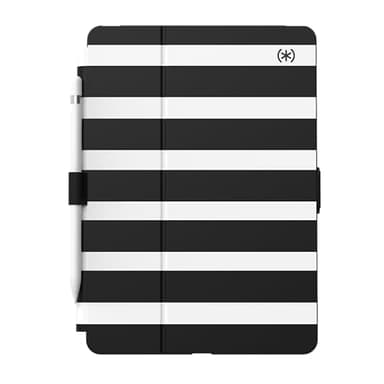 Speck Balance Folio Case for iPad 10.2 Inch (2019-2021) - Drop & Camera Protection, Slim Multi Range Stand, Apple Pencil Holder - Black/White Stripes - Image 2