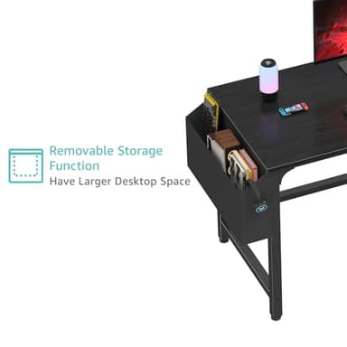 Lufeiya Computer Desk with File Drawers Cabinet, 47 Inch Reversible Home Office Desks with Filing Cabinet for Small Space, Gaming Study Writing Table PC Desks, Black - Image 7